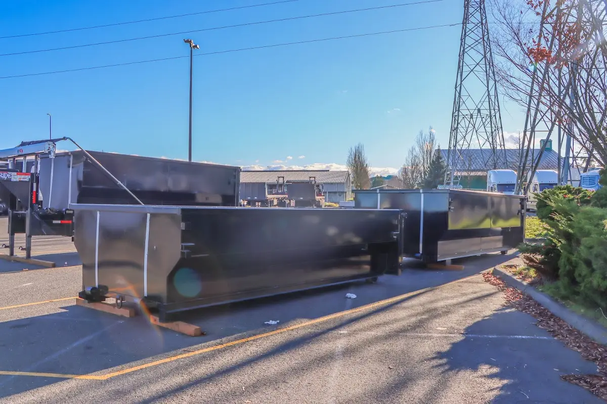 Roll-off dumpster ready for waste disposal at job site for 2 Yard Dumpster Rental in Richton Park